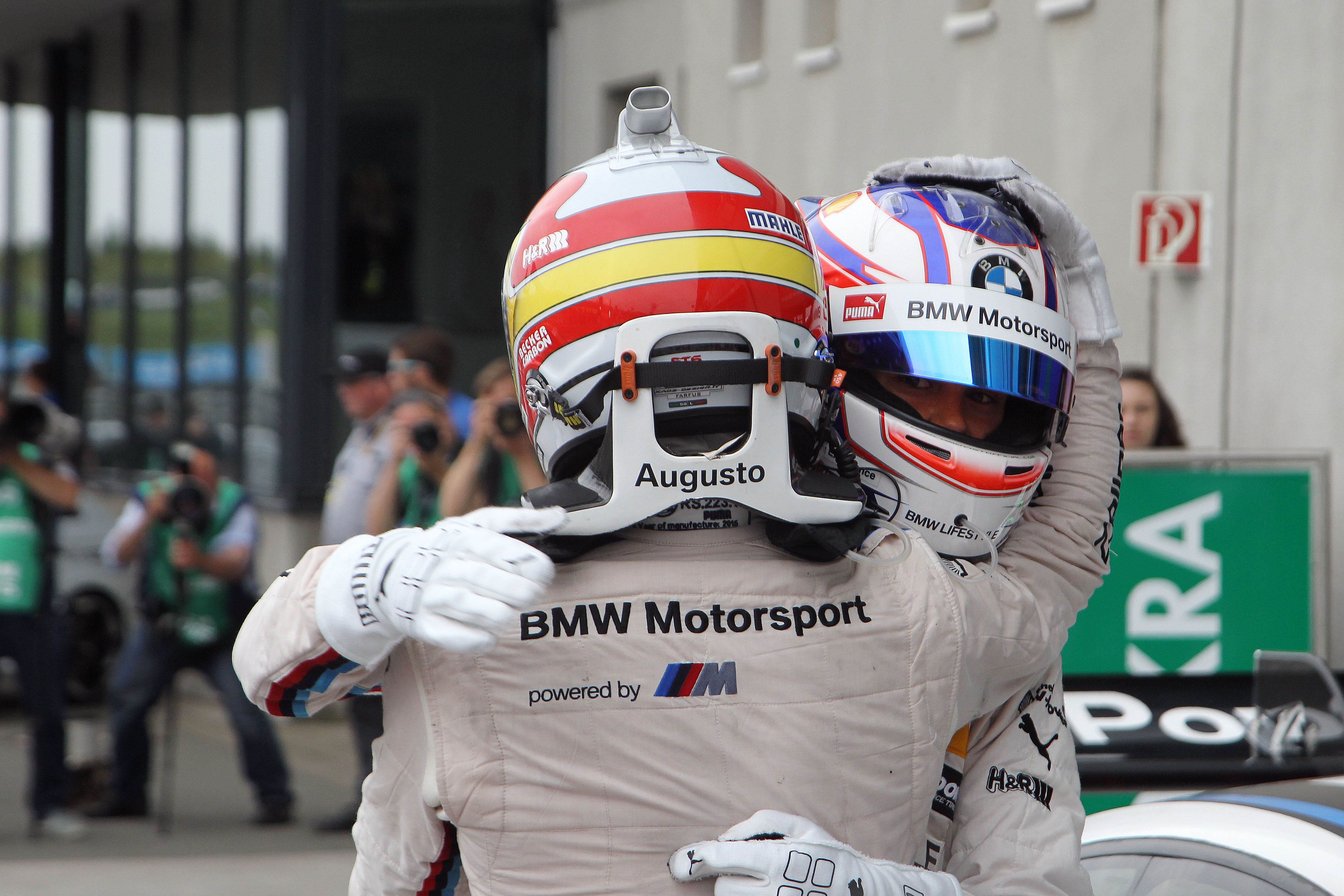 Oschersleben (DE) 13th September 2015. BMW Motorsport, Race 14, 2nd Place Driver Augusto Farfus and Winner Tom Blomqvist (GB). This image is copyright free for editorial use © BMW AG (09/2015).